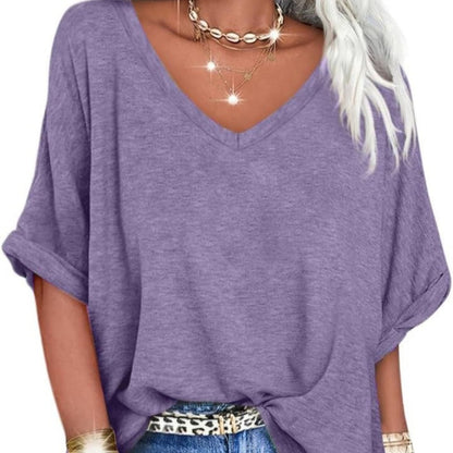 Dames casual V-hals top met losse pasvorm