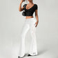 Dames Flare Broek met Kant en Gerimpelde Details