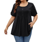 👚✨ Dames Geplooide Voorkant Pofmouw T-shirt – Elegant, Losse Pasvorm, Veelzijdig 🌸💨