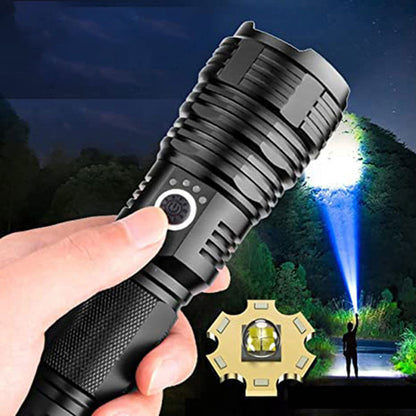 Set van superheldere, waterdichte, oplaadbare zaklampen met zoomfunctie
