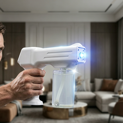 🏠 50% KORTING✨ Draadloze Desinfectiespray met Blauw Licht – 350 ml | Oplaadbaar & Lichtgewicht | Voor Thuis, Auto & Reizen 🧴
