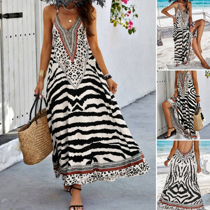 👗Maxi-jurk met zebra- en luipaardprint