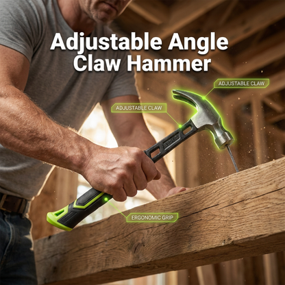 🔨 Verstelbare Klauwhamer met Magnetische Spijkerstarter – Voor Timmerwerk, Renovatie & DIY