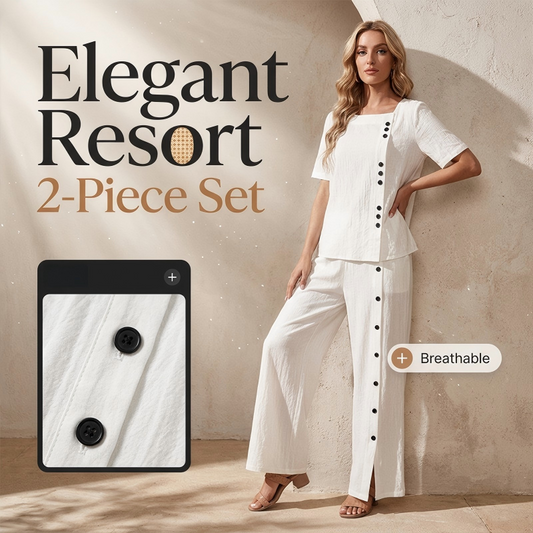 🔥🔥50% korting op nieuwe collectie – Tweedelige set: casual damestop & broek met wijde pijpen