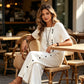 🔥🔥50% korting op nieuwe collectie – Tweedelige set: casual damestop & broek met wijde pijpen