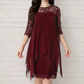 👗Elegante jurk met hoge en lage zoom en kanten overlay voor dames