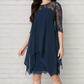 👗Elegante jurk met hoge en lage zoom en kanten overlay voor dames