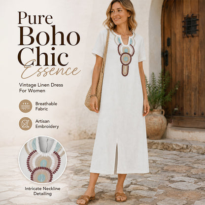 🔥 50K+ VERKOCHT | 50% KORTING – Boho Geborduurde Maxi Jurk Met Comfortabele Ruime Pasvorm