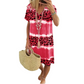 Casual damesjurk met tie-dye en luipaardprint en V-hals.