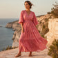 Elegante jurk met V-hals en print voor dames