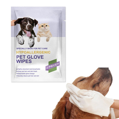 💥【50% OFF】🔥 Handschoen Doekjes voor Huisdieren | Aaiende Beweging, Moeiteloos Schoon | Havermout+Kokosolie Hypoallergeen | Diepe Reiniging, Verwijdert Losse Haren | Citroengeur, Verwijdert Geurtjes | Wegwerp, Hygiënisch | Voor Kat & Hond 🐾