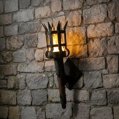Middeleeuwse fakkel wandlamp met vintage vlameffect