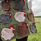 💥 Met 50% korting! 🔥 Handgehaakt eierenschort – kippetjevorm, 9 of 12 vakken, groen/blauw. Beschermt eieren tegen breuk, handen vrij, boerderijstijl, duurzaam gemengd garen, handwas aanbevolen 🐔🥚