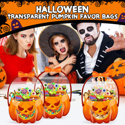 Doorzichtige Halloween-cadeautasjes in de vorm van een pompoen