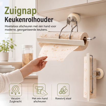 🧻 Keukenpapierhouder met Zuignap – Eenvoudig te Bevestigen, Geen Boren of Gereedschap Nodig, Perfect voor Tegels en Gladde Oppervlakken 🛁✨