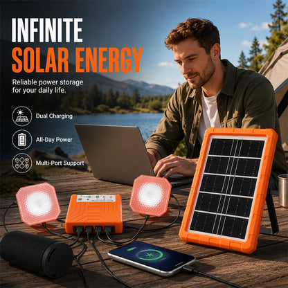 🔥 50% KORTING! ☀️ Draagbaar Zonne-Energiesysteem met LED Lampen | Laad Apparaten Overal Zonder Stopcontact 🔋