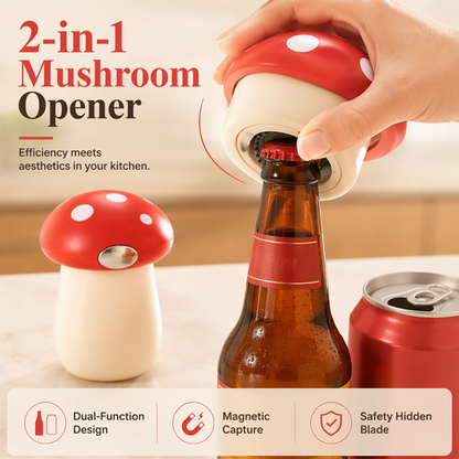 🍄🔥 50% KORTING! 2-in-1 Paddenstoel Drankopener – Open Flessen & Blikjes Makkelijker Dan Ooit