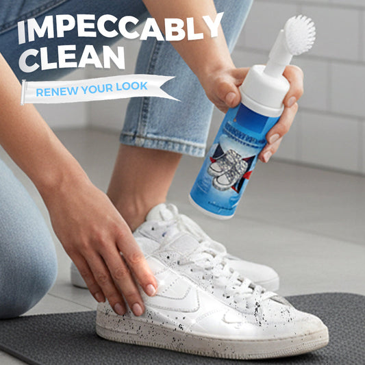 🔥 50% KORTING! 👟✨ Draagbare Sneaker Schuimreiniger met Borstel | Verwijdert Vuil & Vlekken in Minuten Zonder Water