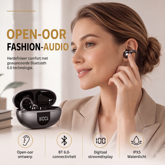 🎵 2+1 GRATIS! Draadloze Clip-on Oordopjes met Open Design – Kristalhelder Geluid, Stabiele Bluetooth 5.3 Verbinding, Lichtgewicht en Comfortabel voor de Hele Dag 🎶✨