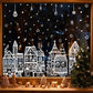 🎄 50% KORTING! Kerstdorp Raamstickers Set – Winterdorp, Sneeuwvlokken & Sterren ❄️