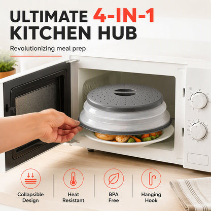 🔥 50% KORTING! 🍲 2-in-1 Opvouwbaar Magnetrondeksel – Spatvrij & Ruimtebesparend