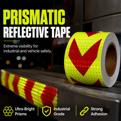 🔦 High-Visibility Pijl Reflecterende Tape – 5m Waterdichte Zelfklevende Veiligheidsstrip met Prismatische Reflectie