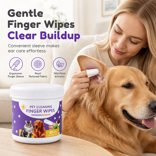 🐾 Pet Finger Cleaning Wipes – Vingerdoekjes voor Gerichte Dagelijkse Verzorging van Hond & Kat
