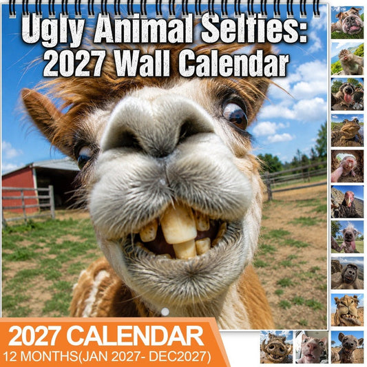 😂🐶 Ugly Animal Selfies 2027 Kalender – 12 Maanden Vol Hilarische Dierenfoto's