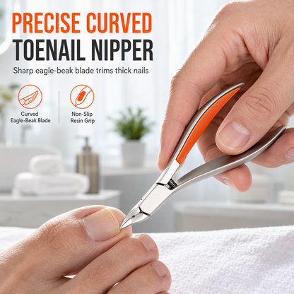 ✂️ Gebogen Precisie-Teennagelknipper – RVS Knipper voor Dikke & Moeilijk Bereikbare Nagelranden