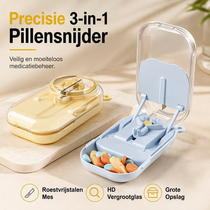 💊Draagbare magnetische pillensnijder en -verdeler– Zelfcentrerend voor Makkelijker Tabletten Splitsen