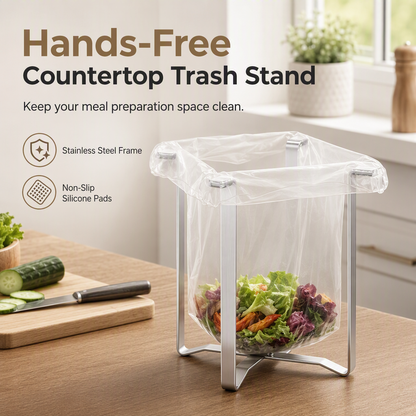 🗑️✨50% KORTING | Opvouwbare RVS Afvalzakhouder voor Keuken & Aanrecht