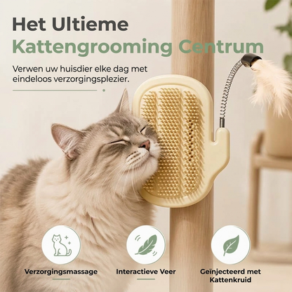 🐱🪶 50% KORTING | 2-in-1 Katten Zelfverzorgingsborstel – Borstelen & Spelen in Eén