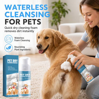 Schuimshampoo voor het droogreinigen van huisdieren (puppy's en kittens) zonder water.
