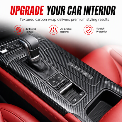 🚗✨ Zelfklevende Carbonlook Autofolie – 3D/6D Interieur Wrap voor Dashboard & Sierpanelen