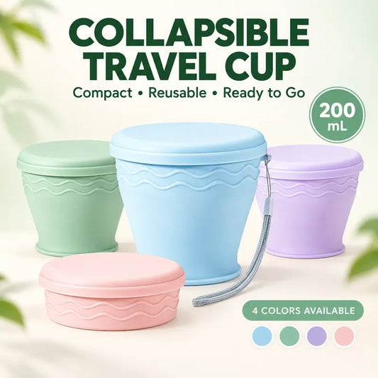🥤 Opvouwbare Siliconen Drinkbeker – Compact & Ruimtebesparend voor Onderweg