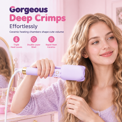 💁‍♀️ 32 mm Wafeltang met Keramische Platen – Diepe Golven en 3 Temperatuurstanden