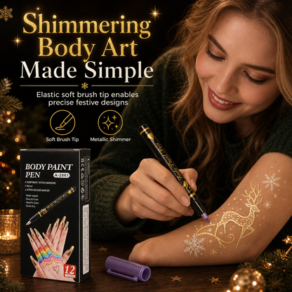 🎄 Glitter Body Art Pen – Voor Fijne Kerstmotieven en Sprankelende Decoraties