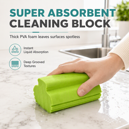 🧽 Superabsorberende Stofspons met Groeven – Voor Stof, Haren en Dagelijkse Schoonmaak