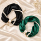 🧣✨ 3-in-1 Sjaal met Pareldetails & Afneembare Ketting – Magnetische Sluiting voor Elegante Looks
