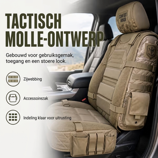 🚗🛡️ Tactische Autostoelbeschermer met Opbergruimte – Beschermt tegen Krassen, Vuil & Slijtage