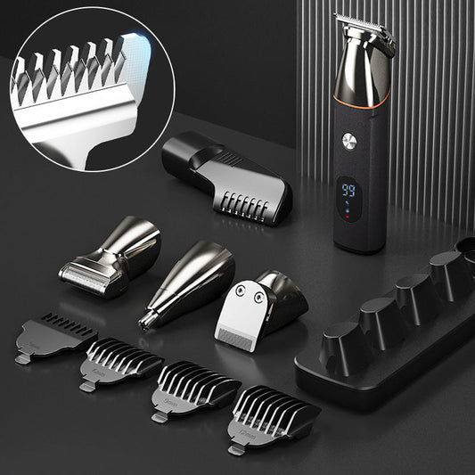 ✂️🔥 5-in-1 Multifunctionele Haartrimmer – Verwisselbare Opzetstukken voor Baard, Neus, Wenkbrauwen & Haar