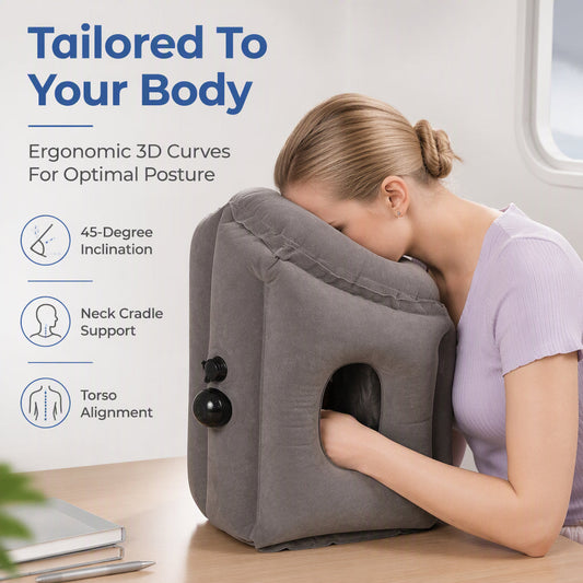 Portable Flocked Inflatable Travel Pillow