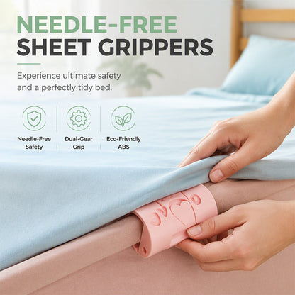 🛏️✨ Naaldvrije Lakenspanners – Antislip Bedlaken Clips met Kliksluiting, 10 Stuks