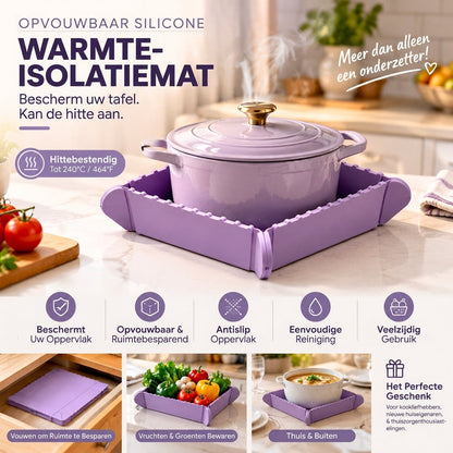 🍳✨ 2-in-1 Magnetische Siliconen Onderzetter – Opvouwbaar tot Bakje, Hittebestendig & Ruimtebesparend