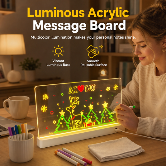 ✨💡 LED Acryl Schrijfbord – Lichtgevend, Uitwisbaar Notitiebord voor Bureau & Dagelijkse Herinneringen