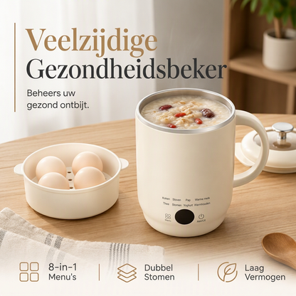 🍵✨ 2-in-1 Elektrische Kookbeker met Stoommandje – Keramische Binnenlaag & LED-Touchbediening
